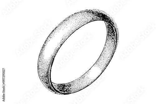 Ornate ring vector illustration transparent black and white engraving sketch on background