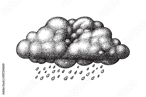 Storm cloud raining illustration transparent vector drawing for weather and sky themes