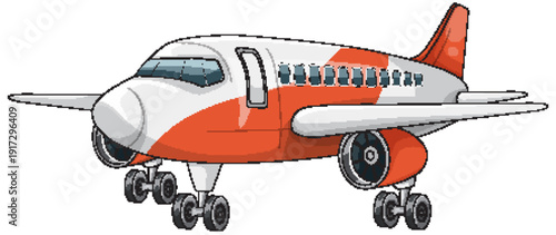 Cartoon Passenger Airplane Isolated on White Background