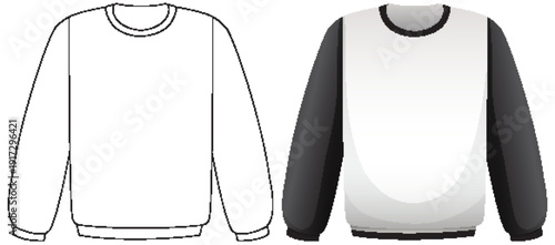 Crewneck Sweatshirt Front View Vector Illustration Set
