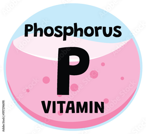 Phosphorus Vitamin Icon in Flat Vector Style