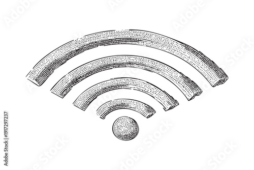 Wifi symbol on transparent background vector sketch illustration