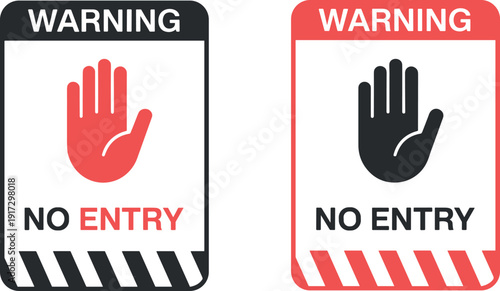 Warning signs no entry symbols prohibited access indicators safety labels