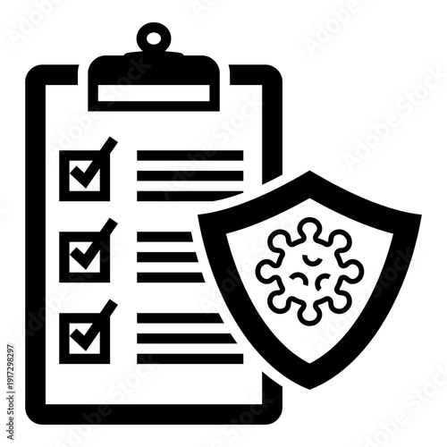 Medical Checklist Shield Virus Protection Line Icon