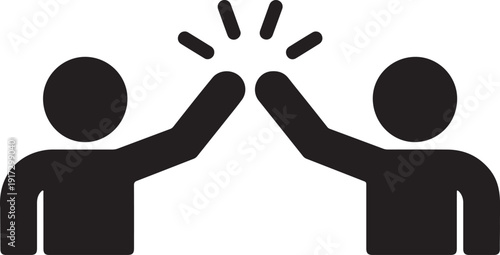 High Five Silhouette Icon Set Teamwork and Success Celebration Vector