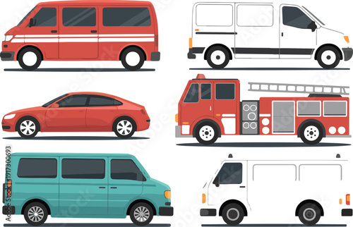 Transportation Outline Icon Set  Cars, Trucks, and Everyday Road Vehicles