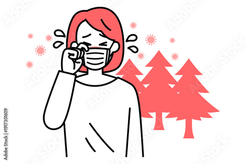 花粉症がつらい若い女性