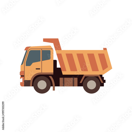 Dump truck illustration on white background for industrial use