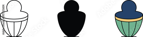 Islamic geometric lamp, lantern outline, black silhouette, colored fill