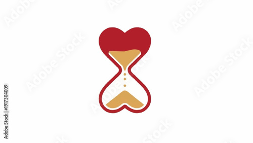 Red Heart Shaped Hourglass Illustration.
