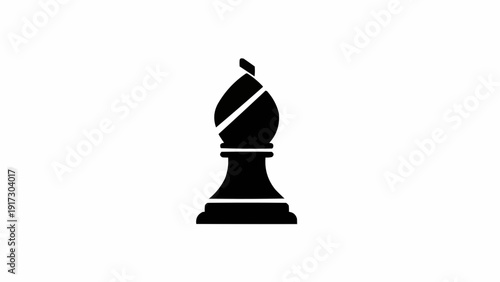 Black Chess Bishop Piece Silhouette Icon.