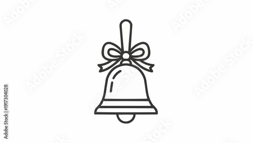 Simple Line Drawing of a Bell with Bow.