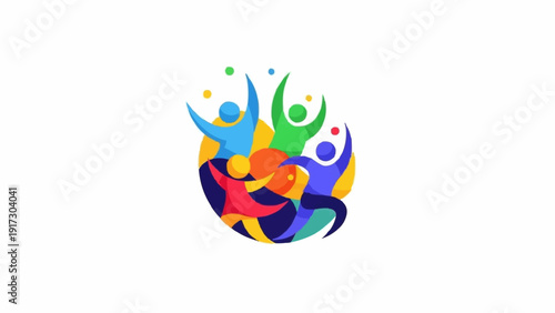 Colorful Abstract Human Figures Dancing Together.