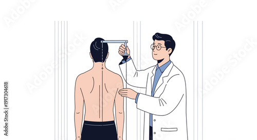 Doctor measuring patient height with stadiometer, medical checkup, health assessment