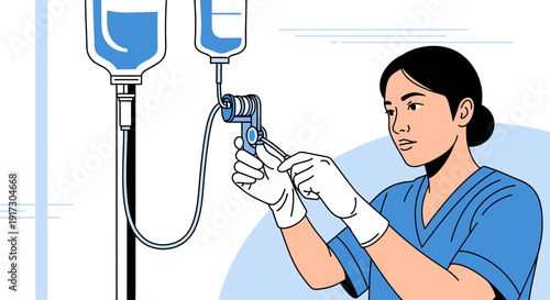 Nurse Administering IV Drip, Medical Treatment, Healthcare Concept