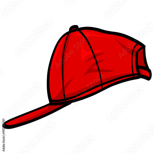 Red Hat Backwards Baseball Cap Illustration Vector