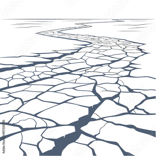 Cracked ice glacier surface frozen lake ice surface