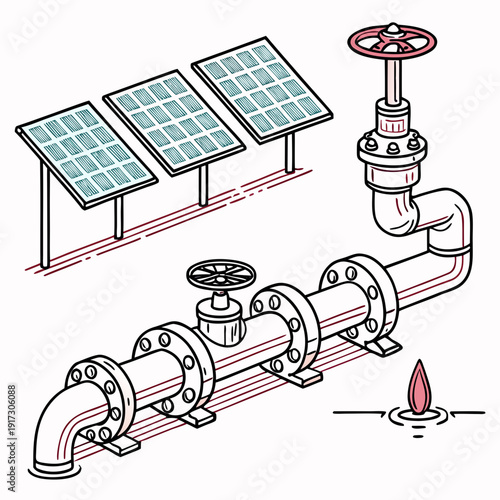 Solar powered water pipeline system with leak solar panels