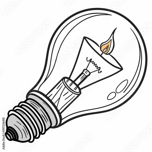 Light bulb with flame inside glass filament