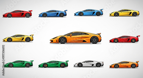 Collection of Luxury Sports Cars in Various Colors.