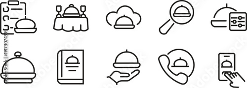 Baking icon set for food cooking and recipe illustrations