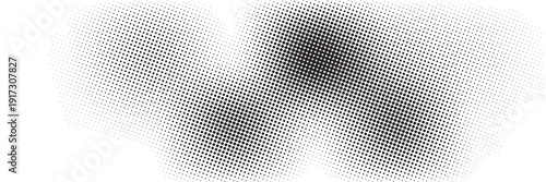 Set of halftone dots gradient pattern texture isolated on white background. Straight dotted spots using halftone circle dot raster texture. Vector blot half tone collection.