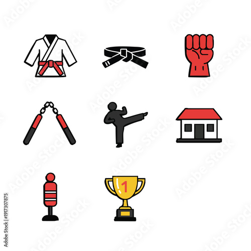 Martial Arts Training Icon Set – Professional Vector Pack
