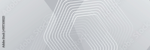 White abstract glowing geometric hexagon lines with technology digital hi-tech concept background