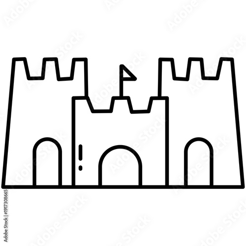summer outline icon sand castle 