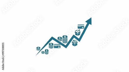 Increasing business growth chart graph.