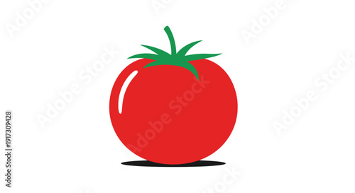 Vibrant tomato illustration with a glossy finish on a clean white backdrop suitable for various