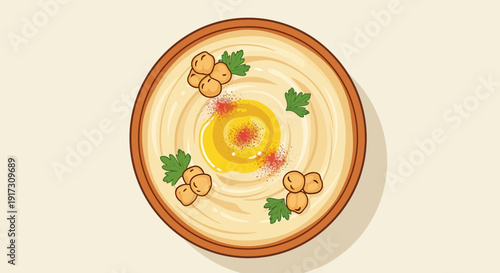 Hummus bowl with chickpeas and olive oil a delicious Mediterranean vegan dip ready to eat healthy