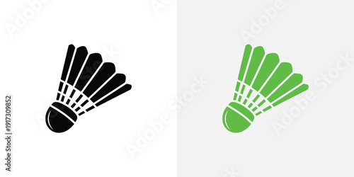 Black and green shuttlecock icons for sports and recreation