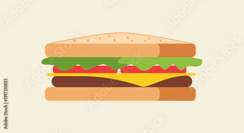 Simple and appetizing sandwich illustration with fresh ingredients suitable for menu design and
