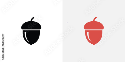 Black and red acorn symbol nature
