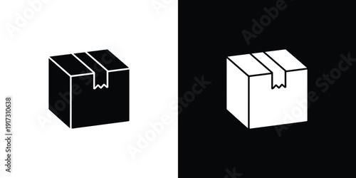 Black and white boxes with strips of tape packages