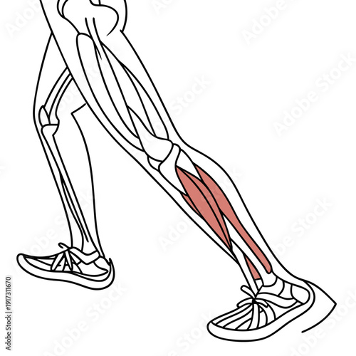 Human leg muscles highlighted in red anatomy