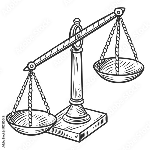 Black and white of a balance scale justice equilibrium