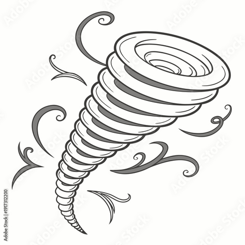 Large spiral tornado with swirling winds