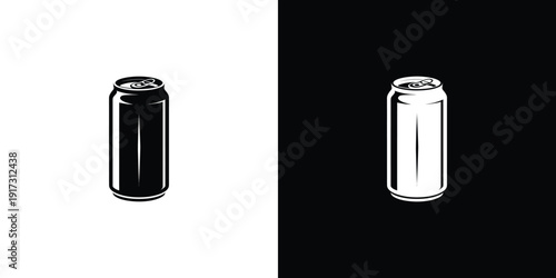 Black and white soda cans on split color background