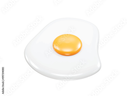 Fried Egg with Bright Yolk icon 3d rendering illustration