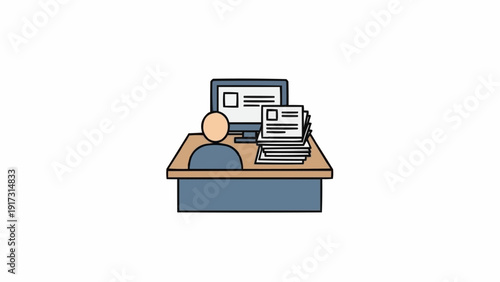 Person Working on Computer at Desk.