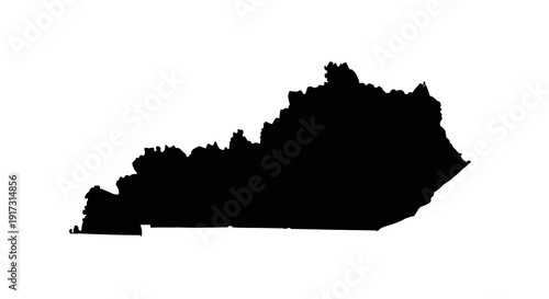 Kentucky's Geographical Outline Black Silhouette on White Background Depicting State Borders