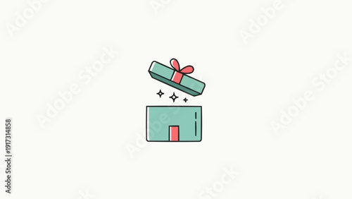 Gift Box with Ribbon Opening Surprise Inside.