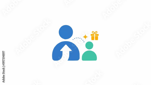 Person Giving Gift to Another Person Icon.