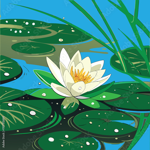 A beautiful white water lily