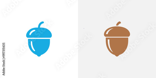 Blue and brown acorn symbol nature