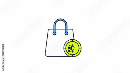 Shopping bag with bitcoin logo.