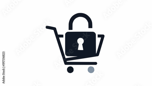 Secure online shopping cart icon.
