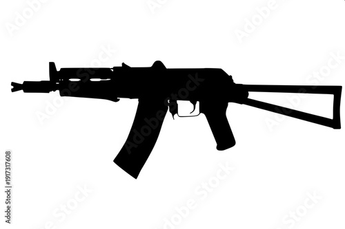 Minimal black and white tactical emblem with assault rifles, pentagram circle symbol, crossed jungle knives, logo style vector